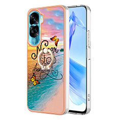 Coque Silicone Motif Fantaisie Souple Couleur Unie Etui Housse avec Support Bague Anneau YB3 pour Huawei Honor 90 Lite 5G Mixte