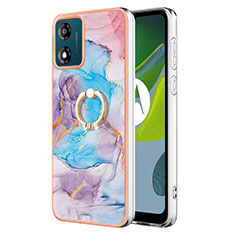 Coque Silicone Motif Fantaisie Souple Couleur Unie Etui Housse avec Support Bague Anneau YB3 pour Motorola Moto E13 Bleu