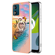 Coque Silicone Motif Fantaisie Souple Couleur Unie Etui Housse avec Support Bague Anneau YB3 pour Motorola Moto E13 Mixte