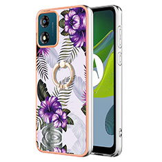 Coque Silicone Motif Fantaisie Souple Couleur Unie Etui Housse avec Support Bague Anneau YB3 pour Motorola Moto E13 Violet