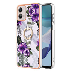 Coque Silicone Motif Fantaisie Souple Couleur Unie Etui Housse avec Support Bague Anneau YB3 pour Motorola Moto G53 5G Violet