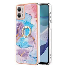 Coque Silicone Motif Fantaisie Souple Couleur Unie Etui Housse avec Support Bague Anneau YB3 pour Motorola Moto G53y 5G Bleu