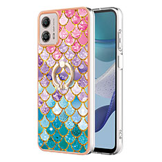 Coque Silicone Motif Fantaisie Souple Couleur Unie Etui Housse avec Support Bague Anneau YB3 pour Motorola Moto G53y 5G Colorful