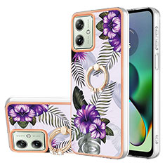 Coque Silicone Motif Fantaisie Souple Couleur Unie Etui Housse avec Support Bague Anneau YB3 pour Motorola Moto G54 5G Violet