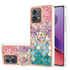 Coque Silicone Motif Fantaisie Souple Couleur Unie Etui Housse avec Support Bague Anneau YB3 pour Motorola Moto G84 5G Colorful