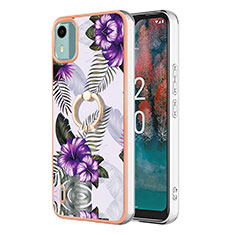 Coque Silicone Motif Fantaisie Souple Couleur Unie Etui Housse avec Support Bague Anneau YB3 pour Nokia C12 Plus Violet