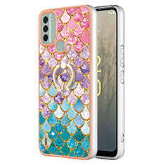 Coque Silicone Motif Fantaisie Souple Couleur Unie Etui Housse avec Support Bague Anneau YB3 pour Nokia C31 Colorful