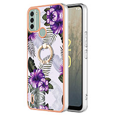 Coque Silicone Motif Fantaisie Souple Couleur Unie Etui Housse avec Support Bague Anneau YB3 pour Nokia C31 Violet