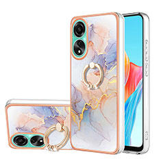 Coque Silicone Motif Fantaisie Souple Couleur Unie Etui Housse avec Support Bague Anneau YB3 pour Oppo A78 4G Blanc