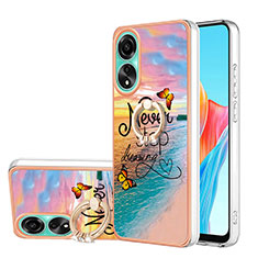 Coque Silicone Motif Fantaisie Souple Couleur Unie Etui Housse avec Support Bague Anneau YB3 pour Oppo A78 4G Mixte