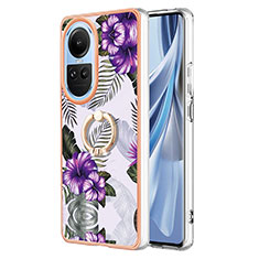 Coque Silicone Motif Fantaisie Souple Couleur Unie Etui Housse avec Support Bague Anneau YB3 pour Oppo Reno10 5G Violet