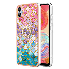 Coque Silicone Motif Fantaisie Souple Couleur Unie Etui Housse avec Support Bague Anneau YB3 pour Samsung Galaxy A04 4G Colorful