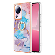 Coque Silicone Motif Fantaisie Souple Couleur Unie Etui Housse avec Support Bague Anneau YB3 pour Xiaomi Civi 2 5G Bleu