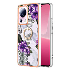 Coque Silicone Motif Fantaisie Souple Couleur Unie Etui Housse avec Support Bague Anneau YB3 pour Xiaomi Civi 2 5G Violet