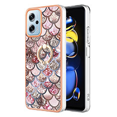 Coque Silicone Motif Fantaisie Souple Couleur Unie Etui Housse avec Support Bague Anneau YB3 pour Xiaomi Poco X4 GT 5G Marron