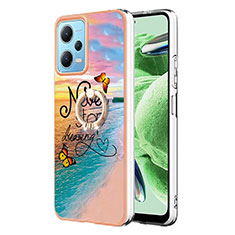 Coque Silicone Motif Fantaisie Souple Couleur Unie Etui Housse avec Support Bague Anneau YB3 pour Xiaomi Poco X5 5G Mixte