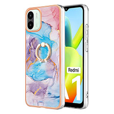 Coque Silicone Motif Fantaisie Souple Couleur Unie Etui Housse avec Support Bague Anneau YB3 pour Xiaomi Redmi A2 Plus Bleu