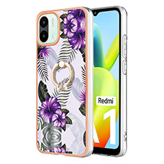 Coque Silicone Motif Fantaisie Souple Couleur Unie Etui Housse avec Support Bague Anneau YB3 pour Xiaomi Redmi A2 Plus Violet