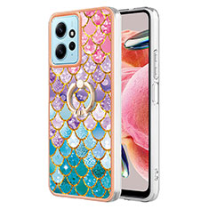 Coque Silicone Motif Fantaisie Souple Couleur Unie Etui Housse avec Support Bague Anneau YB3 pour Xiaomi Redmi Note 12 4G Colorful