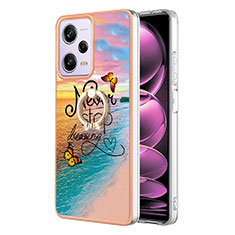 Coque Silicone Motif Fantaisie Souple Couleur Unie Etui Housse avec Support Bague Anneau YB3 pour Xiaomi Redmi Note 12 Pro 5G Mixte