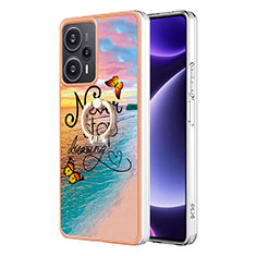 Coque Silicone Motif Fantaisie Souple Couleur Unie Etui Housse avec Support Bague Anneau YB3 pour Xiaomi Redmi Note 12 Turbo 5G Mixte