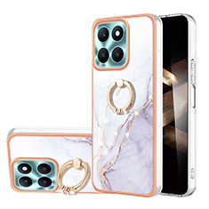 Coque Silicone Motif Fantaisie Souple Couleur Unie Etui Housse avec Support Bague Anneau YB5 pour Huawei Honor X8b Blanc