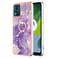 Coque Silicone Motif Fantaisie Souple Couleur Unie Etui Housse avec Support Bague Anneau YB5 pour Motorola Moto E13 Violet