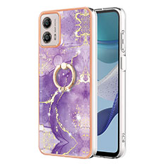 Coque Silicone Motif Fantaisie Souple Couleur Unie Etui Housse avec Support Bague Anneau YB5 pour Motorola Moto G53 5G Violet