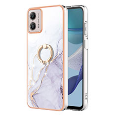 Coque Silicone Motif Fantaisie Souple Couleur Unie Etui Housse avec Support Bague Anneau YB5 pour Motorola Moto G53j 5G Blanc