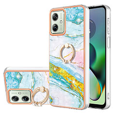 Coque Silicone Motif Fantaisie Souple Couleur Unie Etui Housse avec Support Bague Anneau YB5 pour Motorola Moto G54 5G Colorful