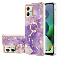 Coque Silicone Motif Fantaisie Souple Couleur Unie Etui Housse avec Support Bague Anneau YB5 pour Motorola Moto G54 5G Violet