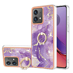 Coque Silicone Motif Fantaisie Souple Couleur Unie Etui Housse avec Support Bague Anneau YB5 pour Motorola Moto G84 5G Violet