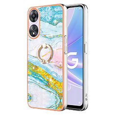 Coque Silicone Motif Fantaisie Souple Couleur Unie Etui Housse avec Support Bague Anneau YB5 pour Oppo A58 5G Colorful