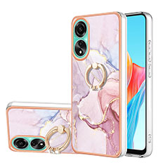 Coque Silicone Motif Fantaisie Souple Couleur Unie Etui Housse avec Support Bague Anneau YB5 pour Oppo A78 4G Rose