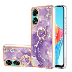 Coque Silicone Motif Fantaisie Souple Couleur Unie Etui Housse avec Support Bague Anneau YB5 pour Oppo A78 4G Violet