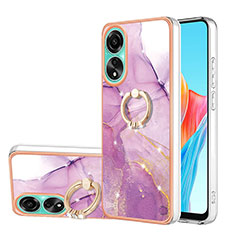 Coque Silicone Motif Fantaisie Souple Couleur Unie Etui Housse avec Support Bague Anneau YB5 pour Oppo A78 4G Violet Clair