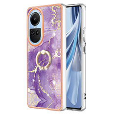 Coque Silicone Motif Fantaisie Souple Couleur Unie Etui Housse avec Support Bague Anneau YB5 pour Oppo Reno10 5G Violet