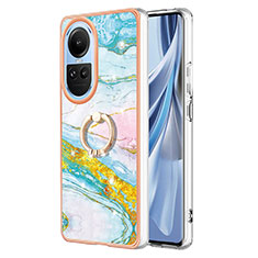 Coque Silicone Motif Fantaisie Souple Couleur Unie Etui Housse avec Support Bague Anneau YB5 pour Oppo Reno10 Pro 5G Colorful