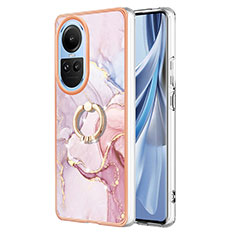 Coque Silicone Motif Fantaisie Souple Couleur Unie Etui Housse avec Support Bague Anneau YB5 pour Oppo Reno10 Pro 5G Rose