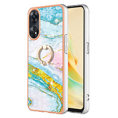 Coque Silicone Motif Fantaisie Souple Couleur Unie Etui Housse avec Support Bague Anneau YB5 pour Oppo Reno8 T 4G Colorful