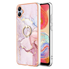 Coque Silicone Motif Fantaisie Souple Couleur Unie Etui Housse avec Support Bague Anneau YB5 pour Samsung Galaxy A04 4G Rose