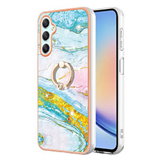 Coque Silicone Motif Fantaisie Souple Couleur Unie Etui Housse avec Support Bague Anneau YB5 pour Samsung Galaxy A24 4G Colorful