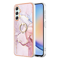 Coque Silicone Motif Fantaisie Souple Couleur Unie Etui Housse avec Support Bague Anneau YB5 pour Samsung Galaxy A25 5G Rose