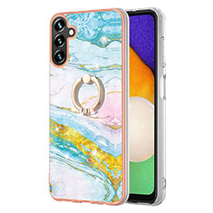 Coque Silicone Motif Fantaisie Souple Couleur Unie Etui Housse avec Support Bague Anneau YB5 pour Samsung Galaxy A34 5G Colorful