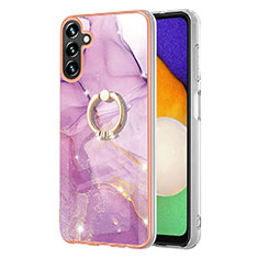 Coque Silicone Motif Fantaisie Souple Couleur Unie Etui Housse avec Support Bague Anneau YB5 pour Samsung Galaxy Quantum4 5G Violet Clair