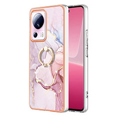 Coque Silicone Motif Fantaisie Souple Couleur Unie Etui Housse avec Support Bague Anneau YB5 pour Xiaomi Civi 2 5G Rose