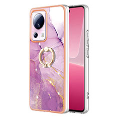 Coque Silicone Motif Fantaisie Souple Couleur Unie Etui Housse avec Support Bague Anneau YB5 pour Xiaomi Civi 2 5G Violet Clair