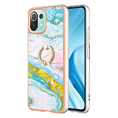 Coque Silicone Motif Fantaisie Souple Couleur Unie Etui Housse avec Support Bague Anneau YB5 pour Xiaomi Mi 11 Lite 4G Colorful