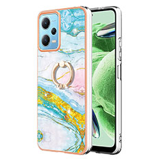 Coque Silicone Motif Fantaisie Souple Couleur Unie Etui Housse avec Support Bague Anneau YB5 pour Xiaomi Poco X5 5G Colorful