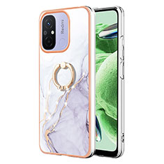 Coque Silicone Motif Fantaisie Souple Couleur Unie Etui Housse avec Support Bague Anneau YB5 pour Xiaomi Redmi 11A 4G Blanc